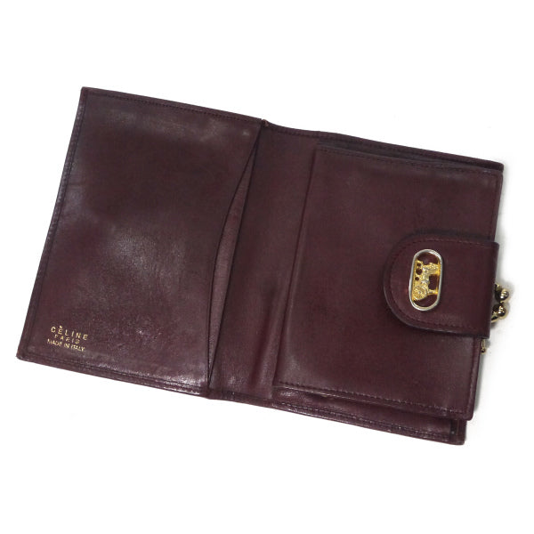 OLD CELINE　馬車金具がま口レザー折財布（ボルドー）