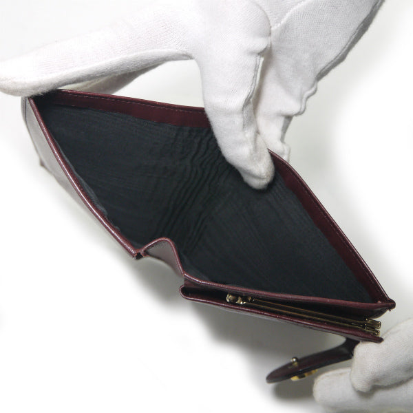 OLD CELINE　馬車金具がま口レザー折財布（ボルドー）