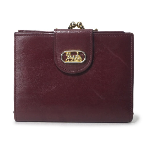 OLD CELINE　馬車金具がま口レザー折財布（ボルドー）