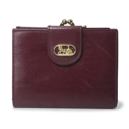 OLD CELINE　馬車金具がま口レザー折財布（ボルドー）