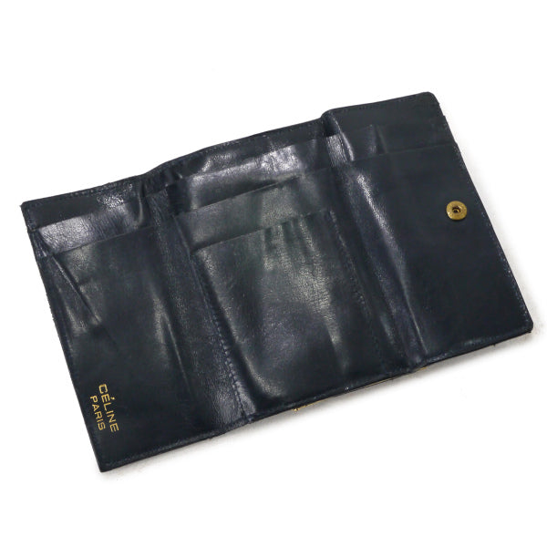 OLD CELINE　馬車柄ジャガードがま口折財布（濃紺）