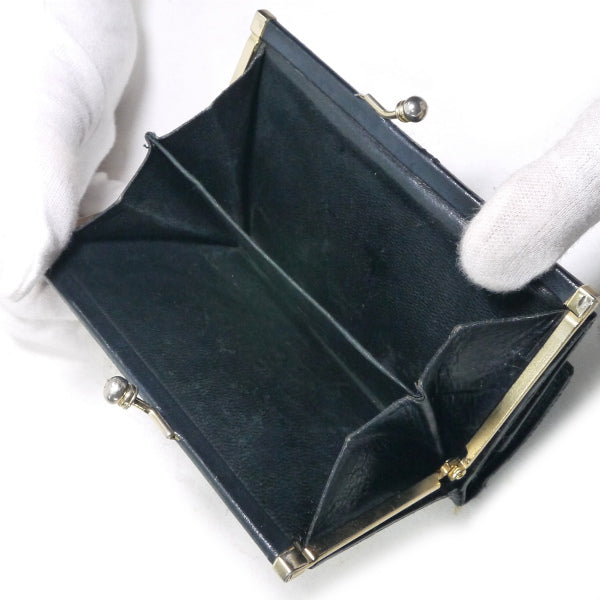 OLD CELINE　馬車柄ジャガードがま口折財布（濃紺）