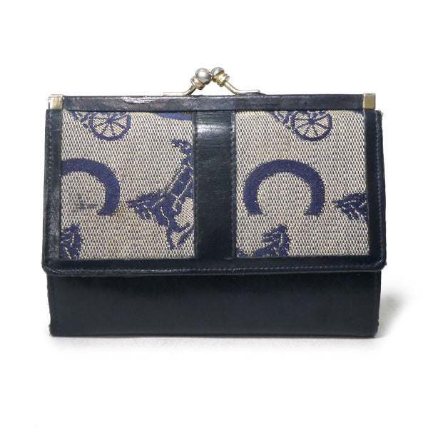 OLD CELINE　馬車柄ジャガードがま口折財布（濃紺）
