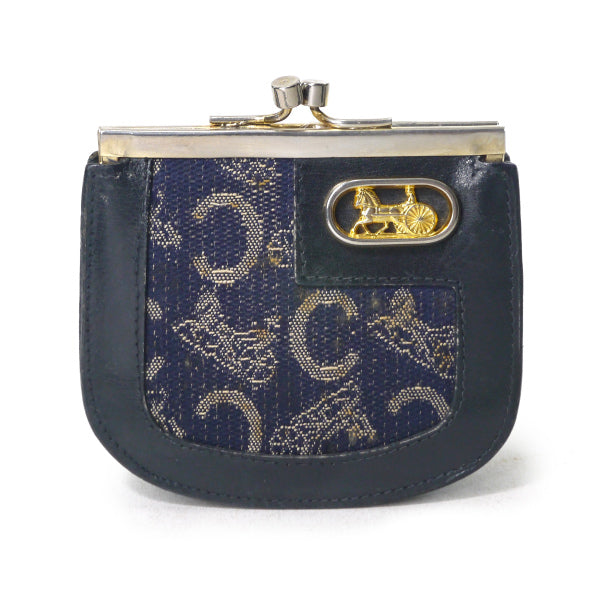 OLD CELINE 馬車柄ジャガードがま口コインケース（濃紺）