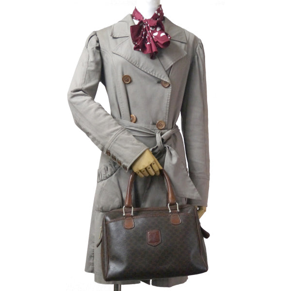 OLD CELINE　マカダム柄スクエアボストンバッグ（茶）