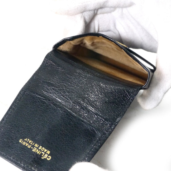 OLD CELINE　ロゴプレート総革メガネ・ペンケース（黒）