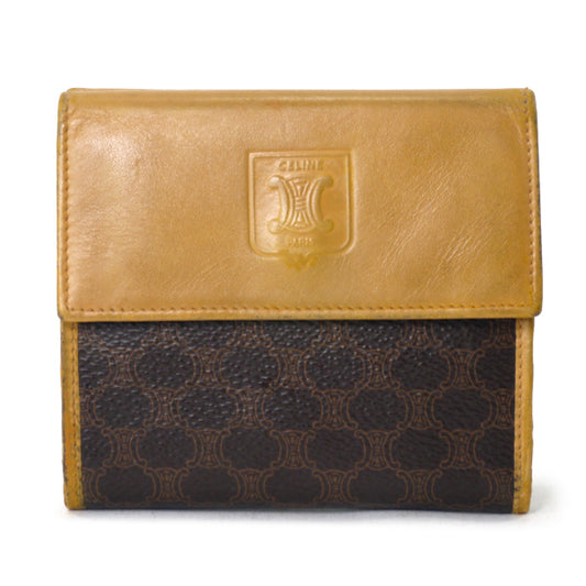 OLD CELINE マカダム柄Wホック折財布（茶）