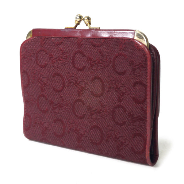 ［美品］☆CELINE 馬車柄がま口ジャガード折財布（ボルドー） OLD CELINE 馬車柄がま口ジャガード折財布（ボルドー） – Vintage Shop