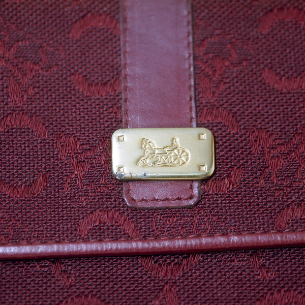 ［美品］☆CELINE 馬車柄がま口ジャガード折財布（ボルドー） OLD CELINE 馬車柄がま口ジャガード折財布（ボルドー） – Vintage Shop