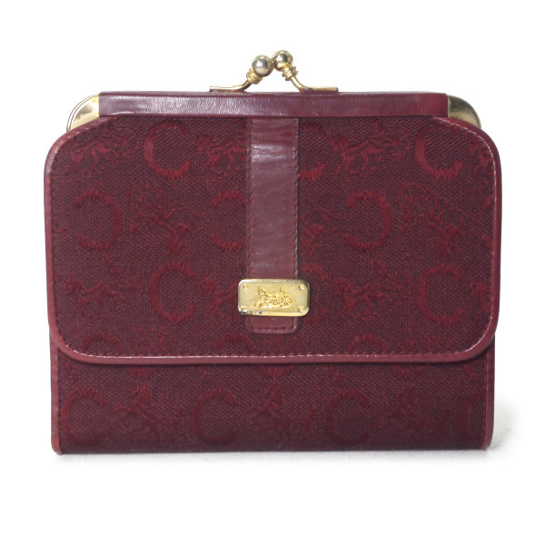 OLD CELINE 馬車柄がま口ジャガード折財布（ボルドー）