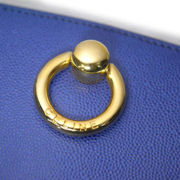 OLD CELINE　ロゴサークル金具レザートートバッグ（青）