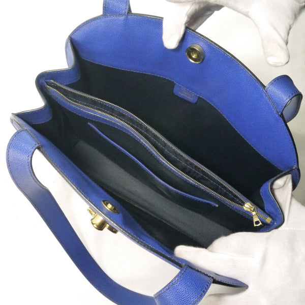 OLD CELINE　ロゴサークル金具レザートートバッグ（青）