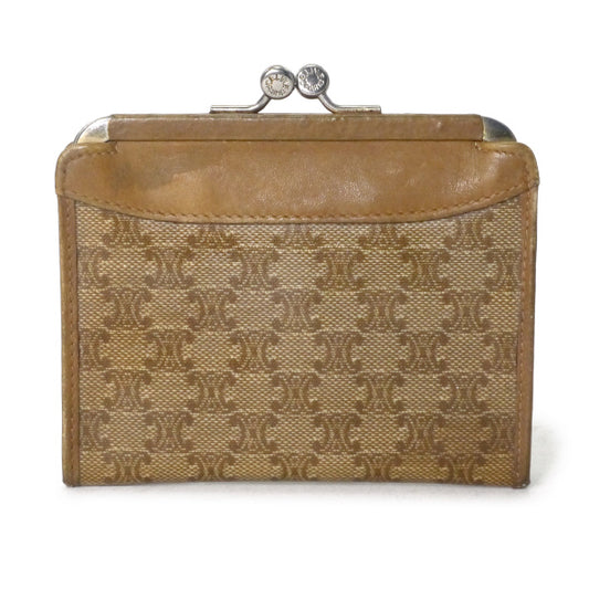 OLD  CELINE マカダム柄がま口小銭入れ（ベージュ）