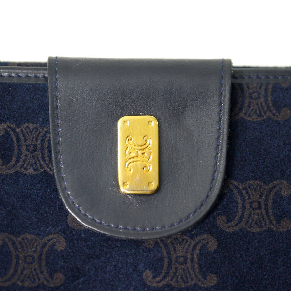 OLD CELINE　マカダム柄スエードWホック長財布（濃紺）