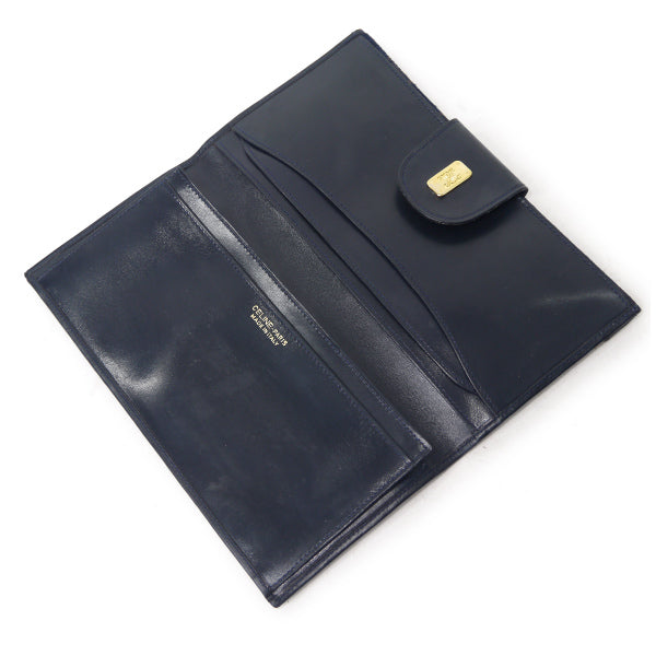 OLD CELINE　マカダム柄スエードWホック長財布（濃紺）