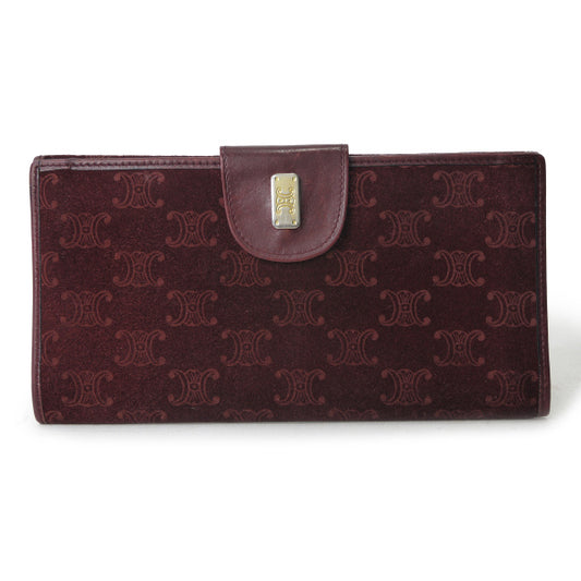 OLD CELINE　マカダム柄スエードWホック長財布（ボルドー）
