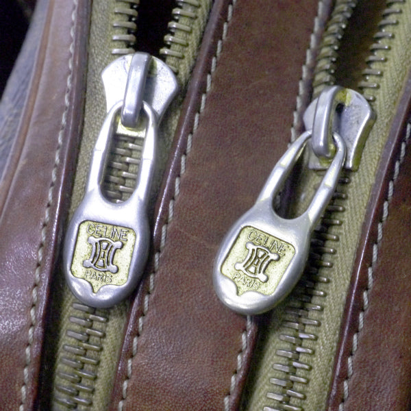 OLD CELINE　マカダム柄 ロゴリング金具ショルダー（茶）