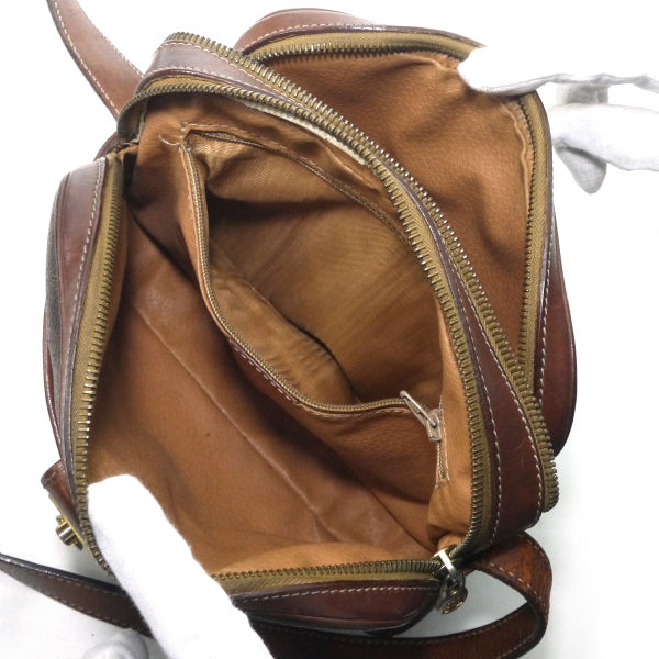 OLD CELINE　マカダム柄 ロゴリング金具ショルダー（茶）