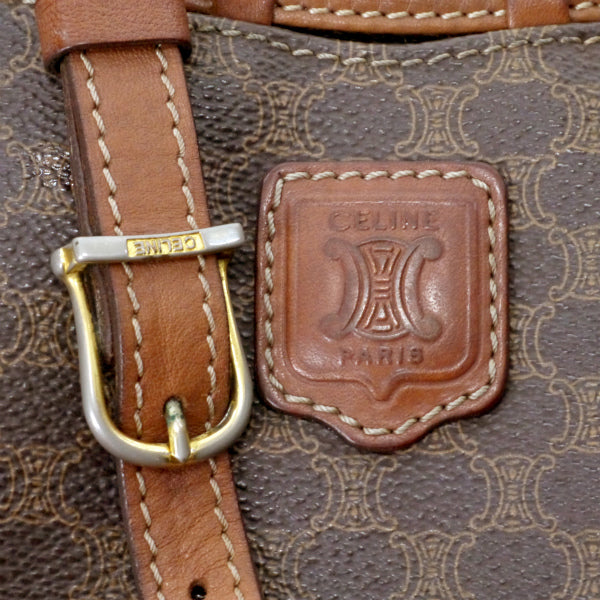 OLD CELINE　マカダム柄ブラゾン刻印ショルダー（茶）