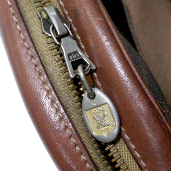 OLD CELINE　マカダム柄ブラゾン刻印ショルダー（茶）