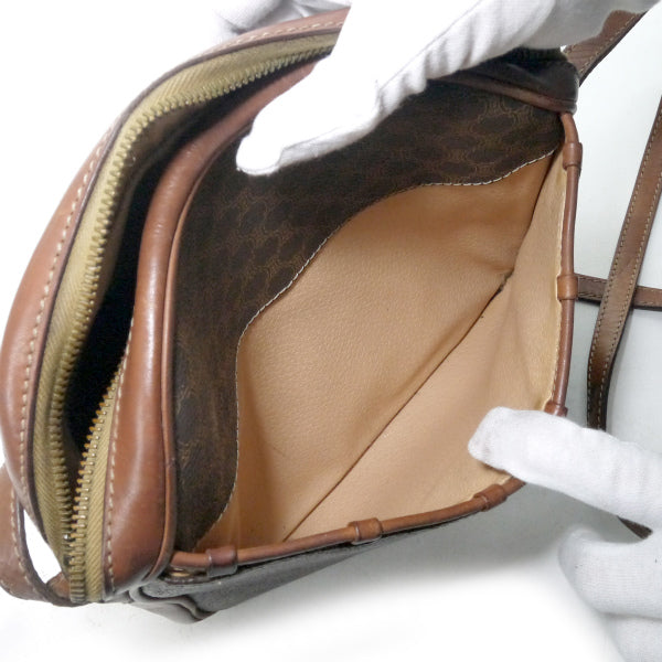 OLD CELINE　マカダム柄ブラゾン刻印ショルダー（茶）