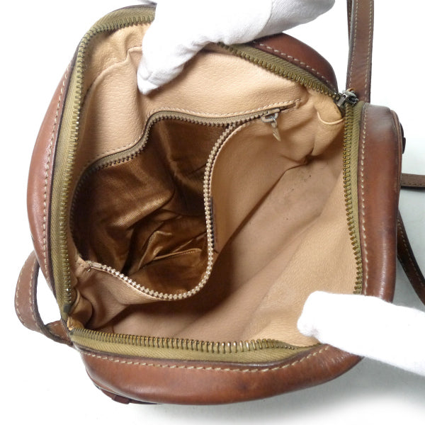 OLD CELINE　マカダム柄ブラゾン刻印ショルダー（茶）