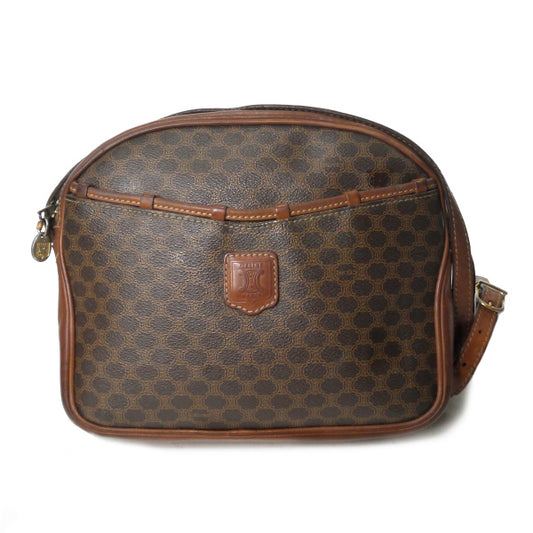 OLD CELINE　マカダム柄ブラゾン刻印ショルダー（茶）