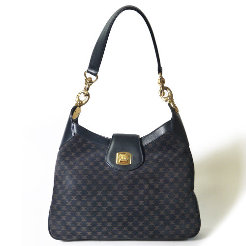 OLD CELINE　知恵の輪マカダム柄ショルダー（紺・スエード）