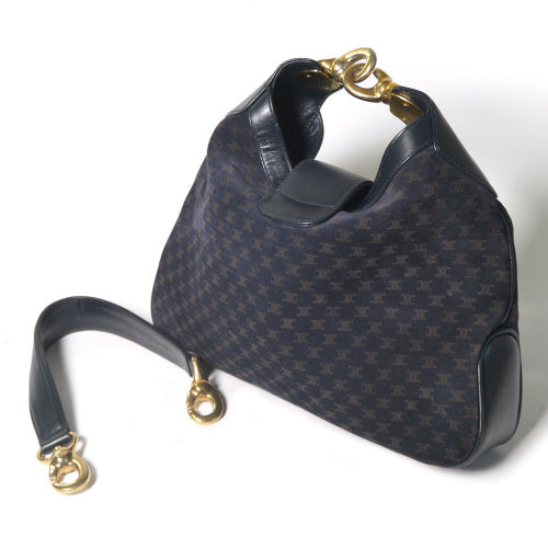 OLD CELINE　知恵の輪マカダム柄ショルダー（紺・スエード）