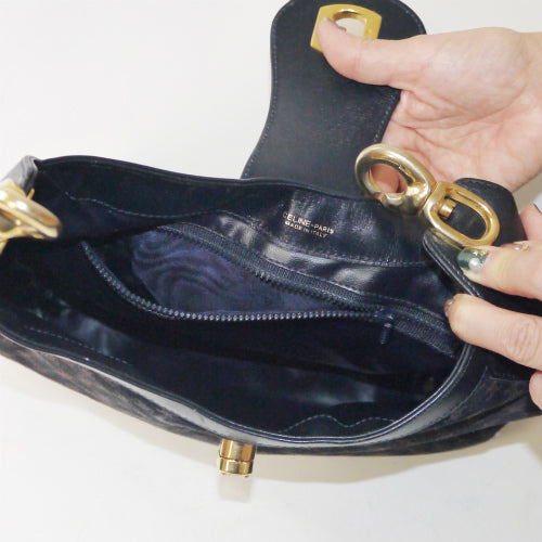 OLD CELINE　知恵の輪マカダム柄ショルダー（紺・スエード）