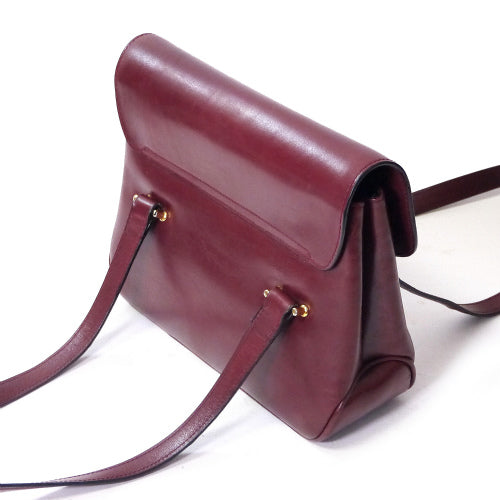 Old Celine　ブラゾン金具総革ハンドバッグ（ボルドー）