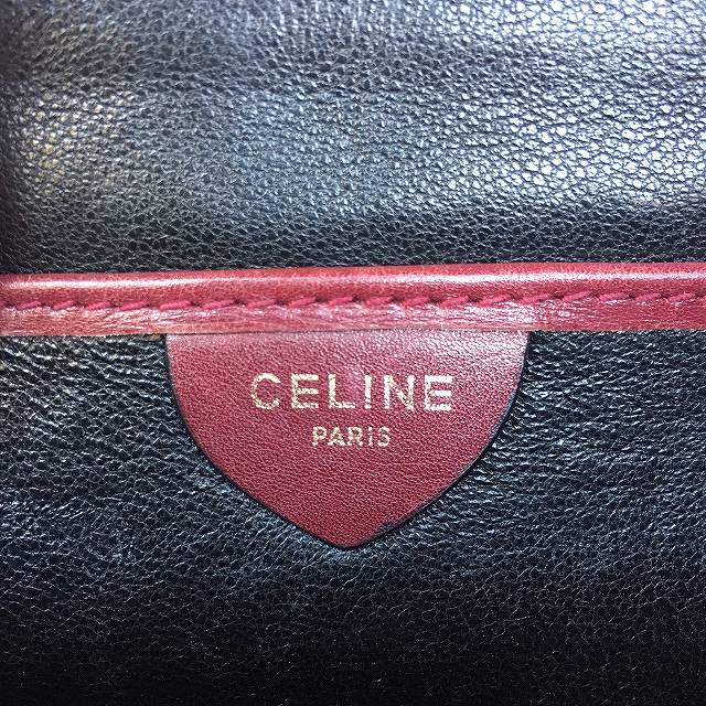 Old Celine　ブラゾン金具総革ハンドバッグ（ボルドー）