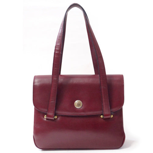 Old Celine　ブラゾン金具総革ハンドバッグ（ボルドー）