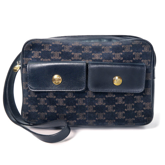 OLD CELINE　マカダム柄フロントポケットショルダー（紺）