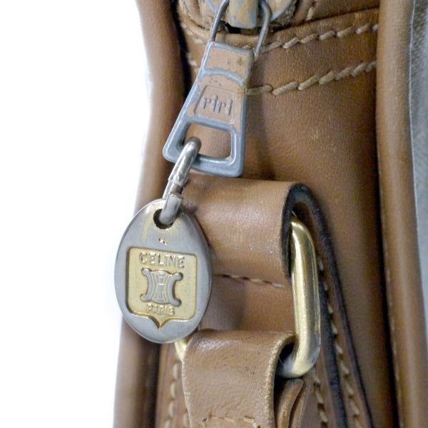 OLD CELINE　マカダム柄ポイントステッチショルダー（茶）