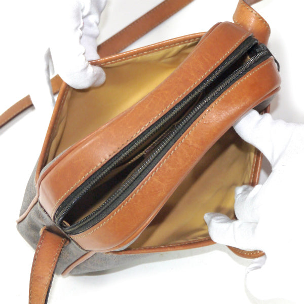 OLD CELINE　マカダム柄フリンジ付ショルダー（茶）