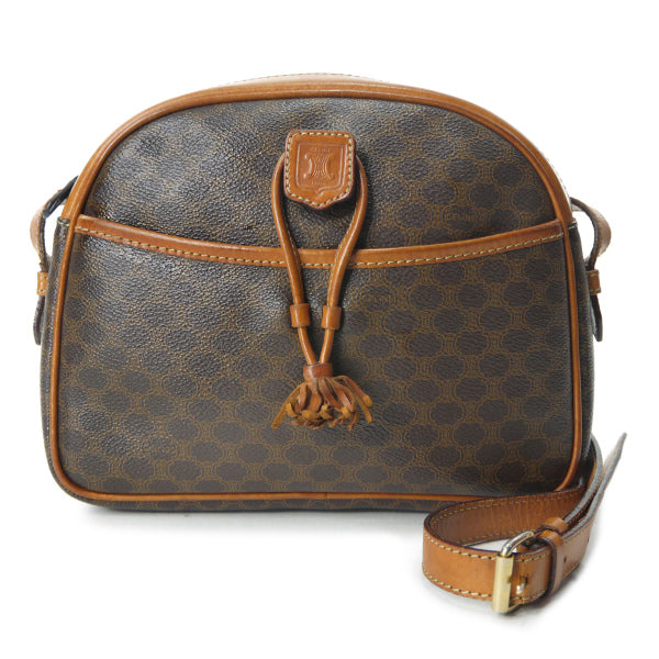 OLD CELINE　マカダム柄フリンジ付ショルダー（茶）