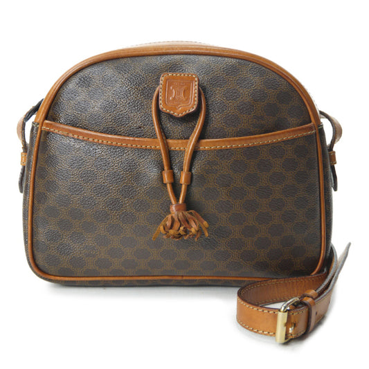 OLD CELINE　マカダム柄フリンジ付ショルダー（茶）