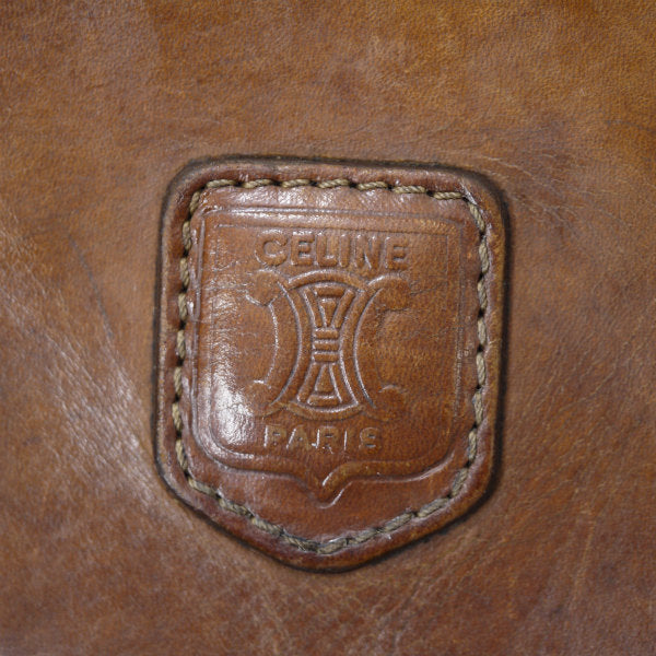 OLD CELINE　＜訳あり＞レザー×マカダム柄半円ポシェット（茶）