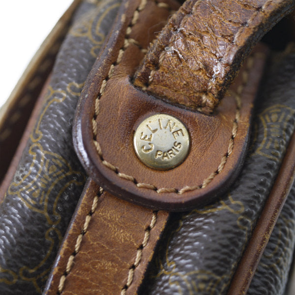 OLD CELINE　＜訳あり＞レザー×マカダム柄半円ポシェット（茶）