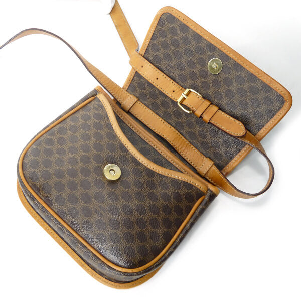 OLD CELINE　マカダム柄 ロゴリングミニショルダー（茶）