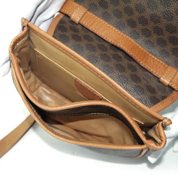 OLD CELINE　マカダム柄 ロゴリングミニショルダー（茶）