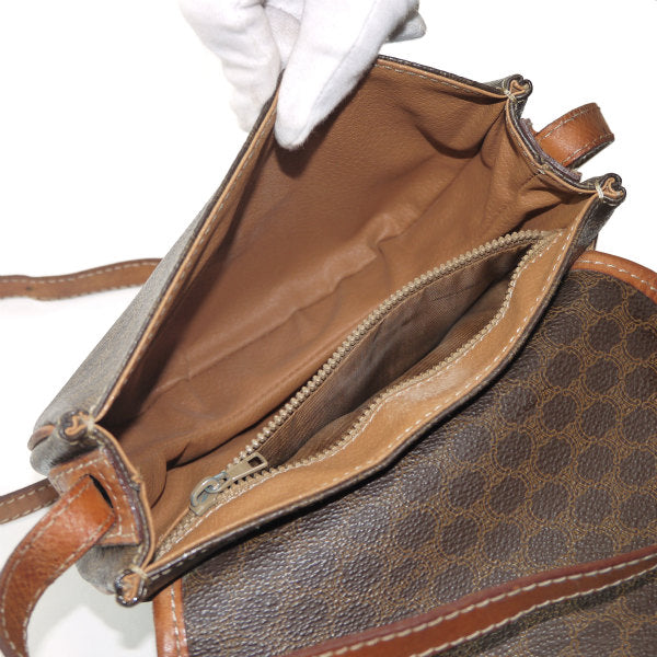 OLD CELINE　マカダム柄半円ミニポシェット（茶）