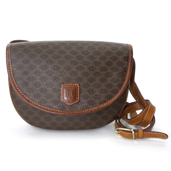 OLD CELINE　マカダム柄半円ミニポシェット（茶）