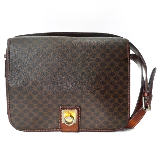 OLD CELINE　マカダム柄 ロゴリングスクエア型ショルダー（茶）