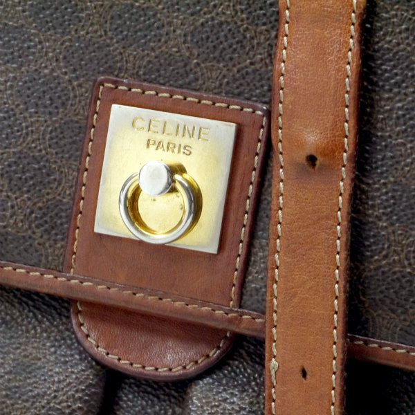 OLD CELINE　マカダム柄 ロゴリングフラップショルダー（茶）