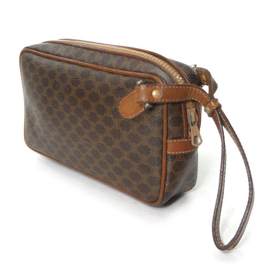 OLD CELINE　マカダム柄クラッチバッグ（茶）