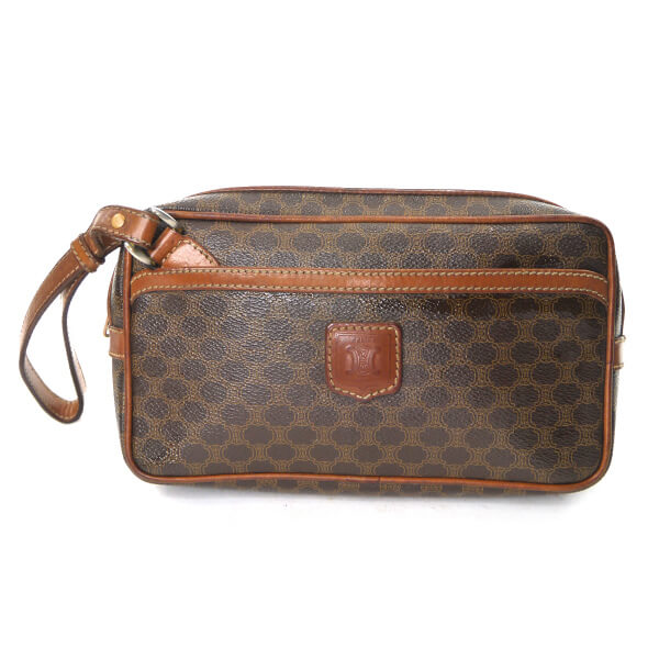 OLD CELINE　マカダム柄クラッチバッグ（茶）