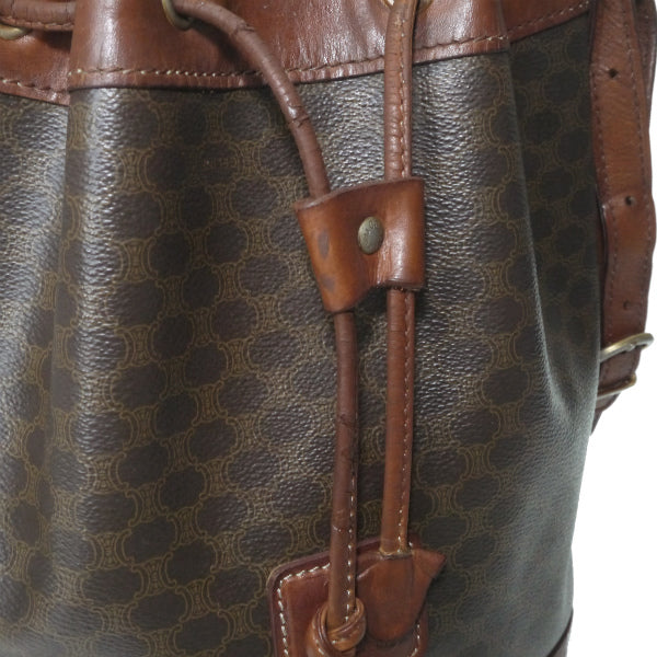 OLD CELINE　マカダム柄 巾着ショルダーバッグ（茶）