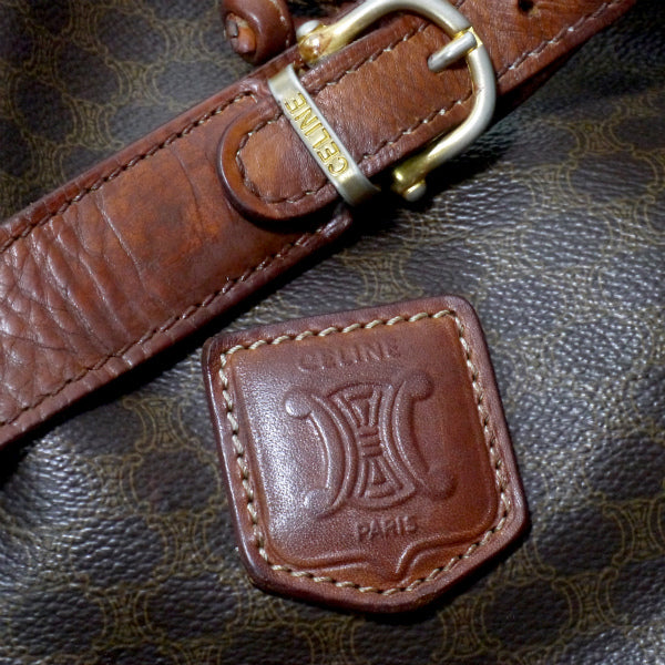 OLD CELINE　マカダム柄 巾着ショルダーバッグ（茶）